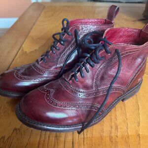 BEDSTU leather ankle boots, burgundy, size 8
